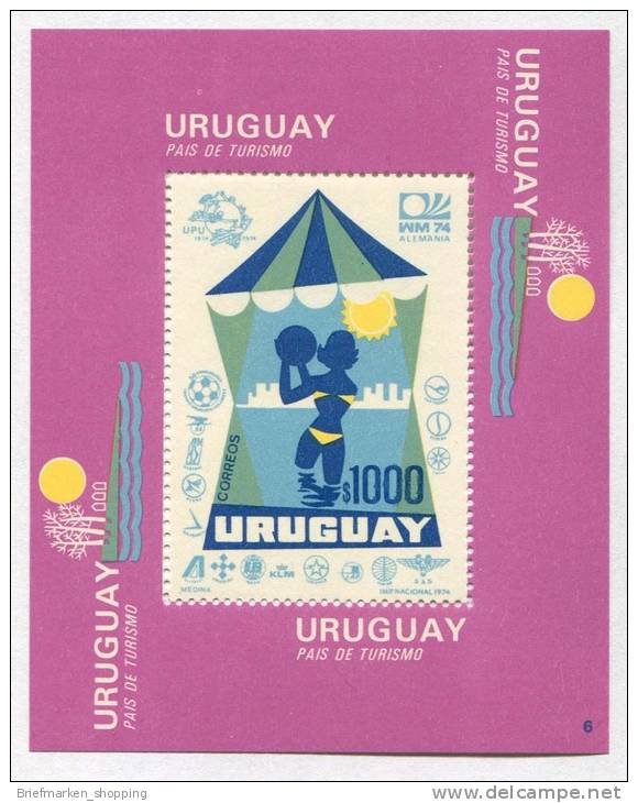 Uruguay 1974 - Michel Block 20 - ** Mnh Neuf Postfris - Fussball - Football - WM 1974 - 1974 – Germania Ovest