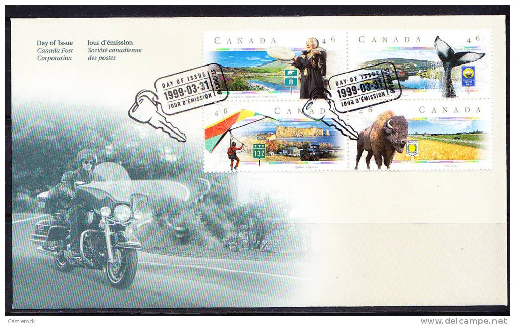 T)CANADA 1999,SCENIC HIGHWAYS/SEA MAMMALS, INDIANS, DEER, LANDSCAPES, EXTERME SPORTS,FDC.- - 1991-2000