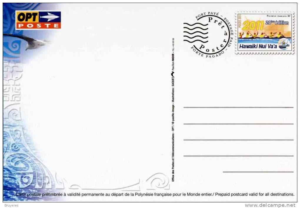Entier Postal Sur CP Avec Timbre Et Illustration "Hawaiki Nui Va´a" - Postwaardestukken