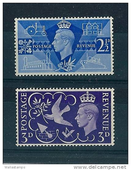 GB 1946, King George VI, PEACE, Victory Set, Sg 491-2 Set Of 2 MNH - Unused Stamps