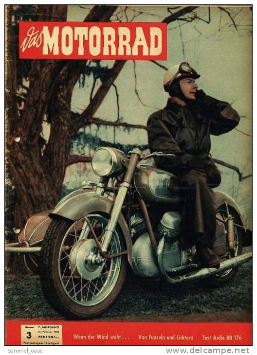 Zeitschrift  "Das Motorrad" 3 / 1955 , Test : Ardie BD 176  -  JLO Mopedmotor Mit Zweiganggetriebe - Cars & Transportation