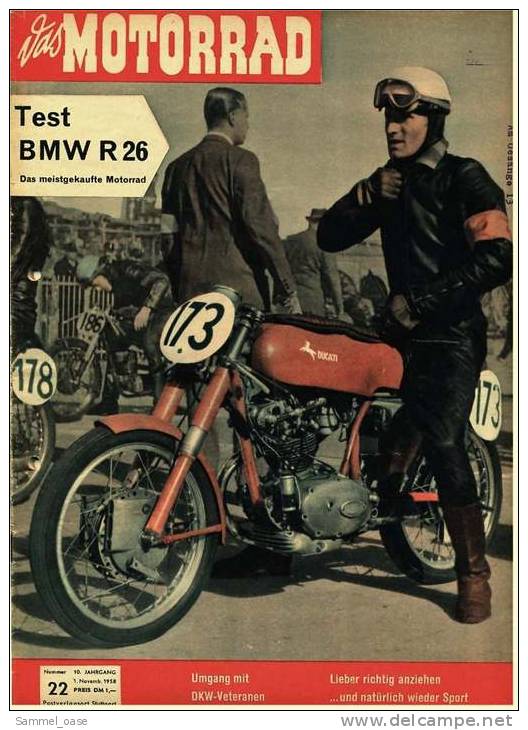 Zeitschrift  "Das Motorrad" 22 / 1958 Mit : Test  BMW R 26  -  Umgang Mit DKW-Veteranen - Automobile & Transport