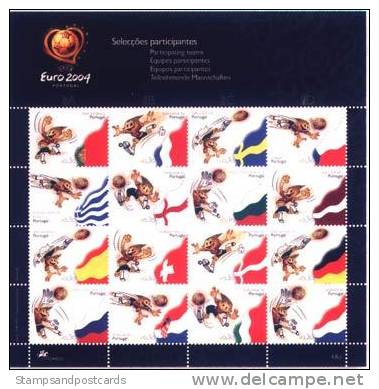 Portugal FOOTBALL Euro 2004 Equipes Drapeaux Bloc ** Soccer Teams Flags S/s ** - Nuevos