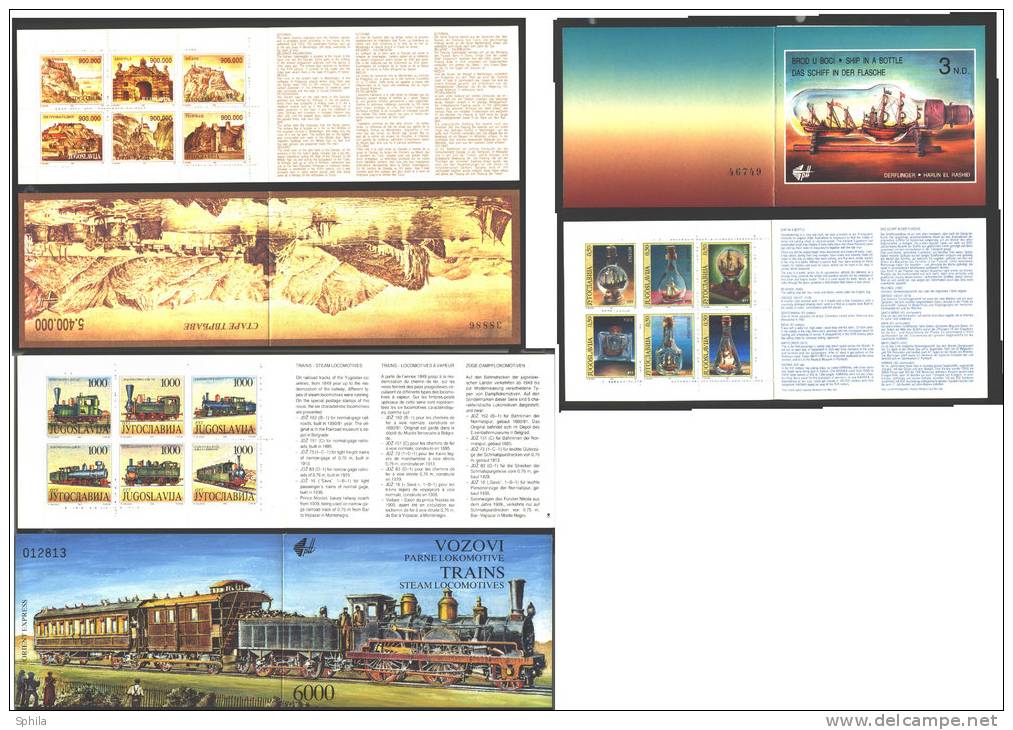 Yugoslavia 1992 Steam Locomotives, 1993 Old Fortresses And 1994 Ship In A Bottle – 3 Booklets MNH - Carnets