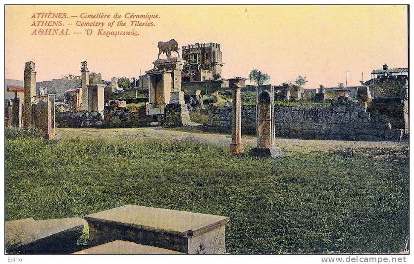 GRECE Vue D'Athènes Cimetière Du  Céramique - Unused TTB - Grecia