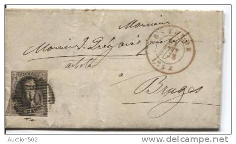 TP 6 S/L.c.Ostende 21.08.1954 Et  17 Barres P90 V.Bruges C.d'arrivée 941 - Postmarks - Lines: Perceptions