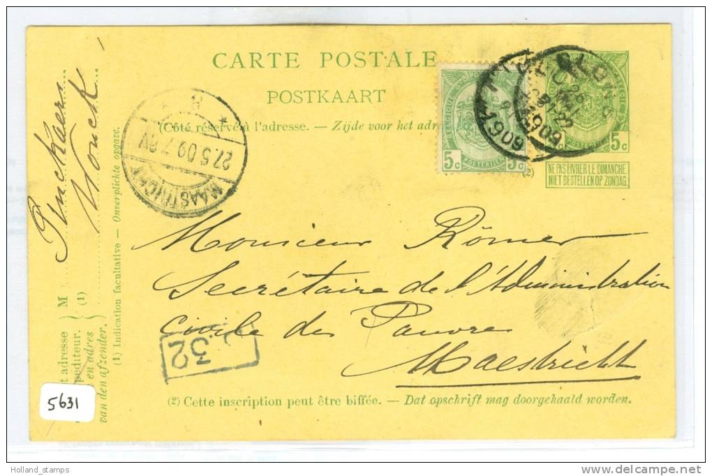 HANDGESCHREVEN BRIEFKAART Uit 1909 Van WONCK BELGIE Naar MAASTRICHT (5631) - 1905 Grove Baard