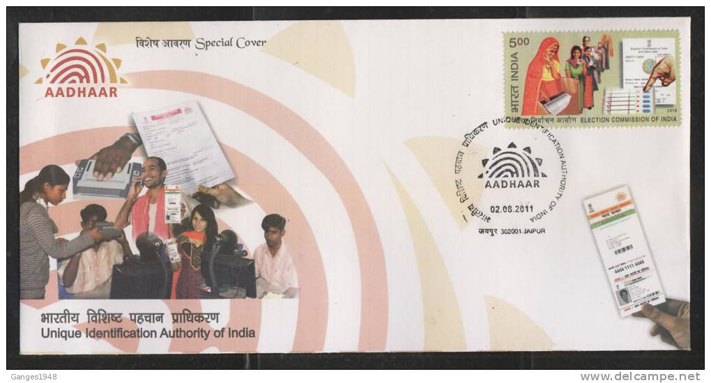 India 2011  Unoque Identification Authority Of India Special Cover # 39410 Inde Indien - Briefe U. Dokumente