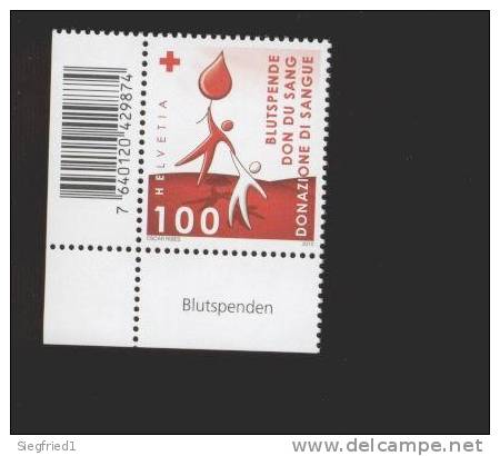 Schweiz **   MiNr. 2256 Blutspenden  Neuheit 2012 Eckrand  Ungefaltet - Unused Stamps