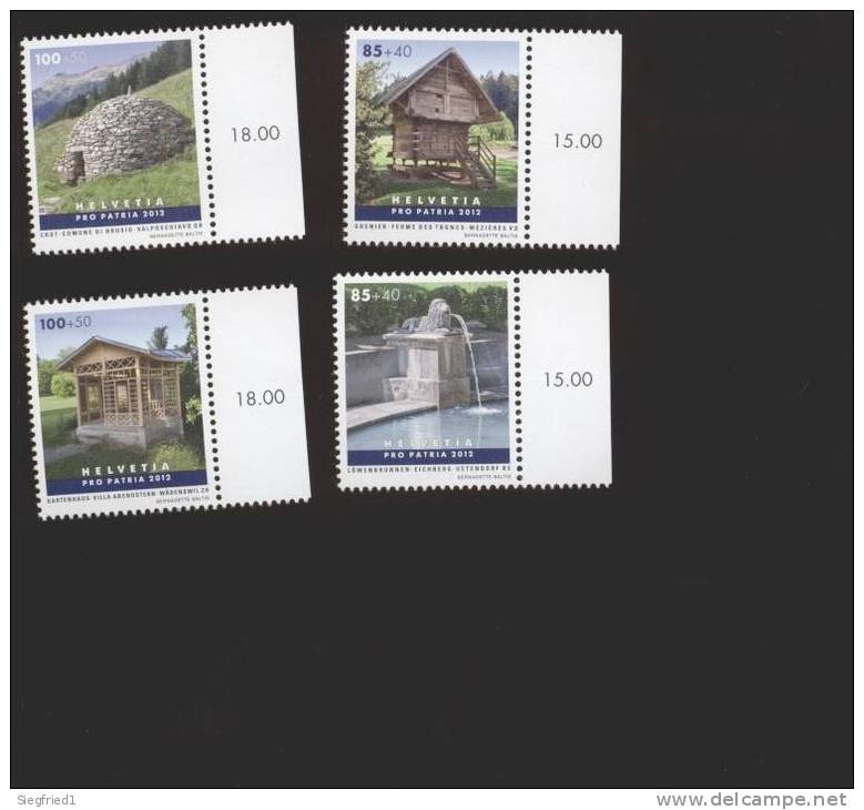 Schweiz ** MiNr.         2249-2252       Pro Patria  Neuheit 2012  Rand   Ungefaltet - Unused Stamps