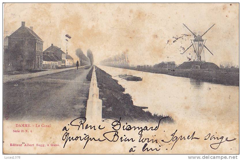 Damme: Le Canal. (Molen,1905, Sugg. Série 35 N. 4) / NON DIVISE - Damme