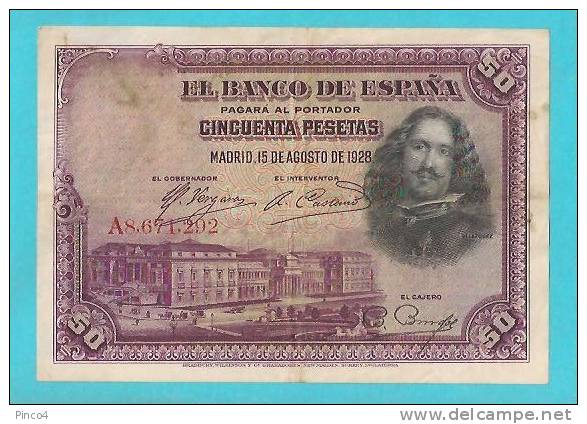 SPAGNA 50 PESETAS 15 AGOSTO 1928 - 50 Peseten