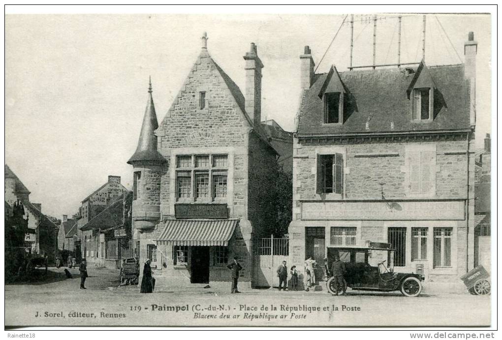 Paimpol   ( C.-du-N )          Place De La République Et La Poste - Paimpol