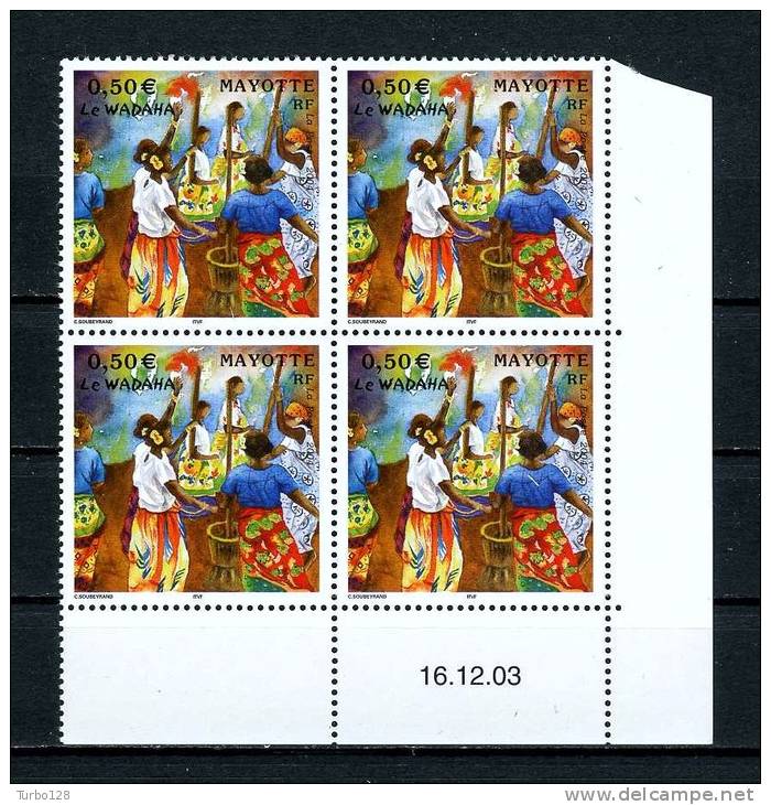 MAYOTTE 2004 Poste N° 149 ** Bloc De 4 Coin Daté  Neuf Ier Choix. SUP.  (Danse, Femmes. Dance, Women) - Altri & Non Classificati