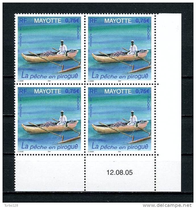 MAYOTTE 2005  N° 179 ** Bloc De 4 Coin Daté  Neuf = MNH Superbe Pêche Fishing Bateaux Boats Pirogue - Nuevos