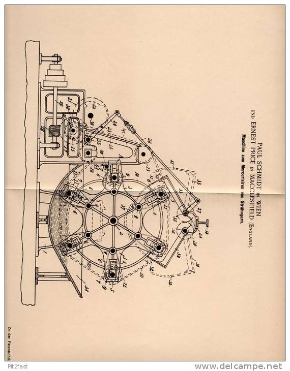 Original Patentschrift - E. Price In Macclesfield Und Wien , 1901 , Maschine Zum Mercersiren Von Garn , Nähgarn !!! - Tools