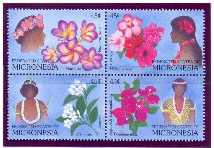 Micronésie 1989 Y&T 83/86  MNH** Flowers - Micronésie