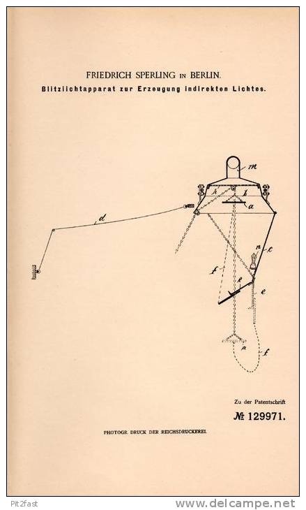 Original Patentschrift - F. Sperling In Berlin , 1900 , Apparat Für Blitzlicht , Blitz , Photographie !!! - Supplies And Equipment