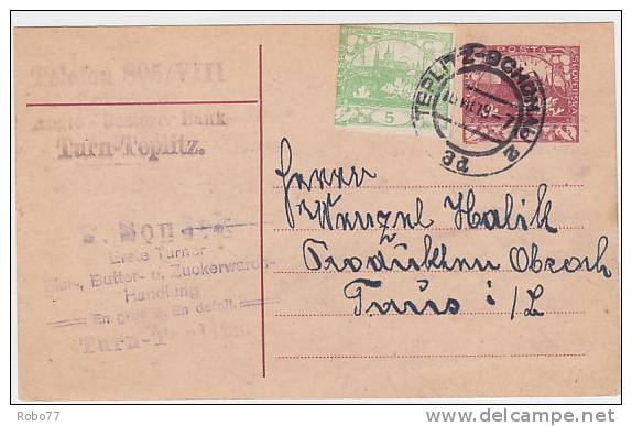 1919 Czechoslovakia Postal Card. Teplic Schonau 16. VII.19.  (A05185) - Cartes Postales