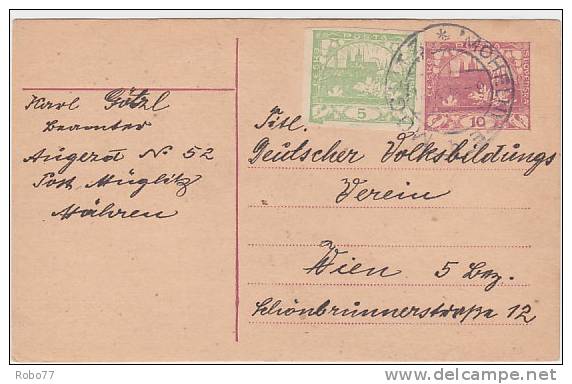1919 Czechoslovakia Postal Card. Mohelnice 11.IX.19.  (A05186) - Cartes Postales