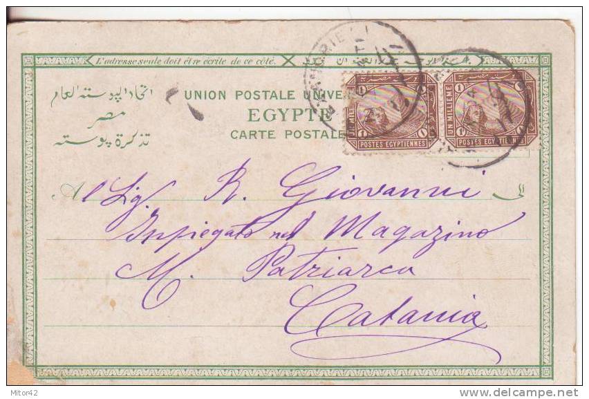 68-Egitto-Egypte-Alexandrie-Saluti  Da...-Souvenir De...-Gruss Aus...1904 X Catania-Sicilia-Italie - Alexandria