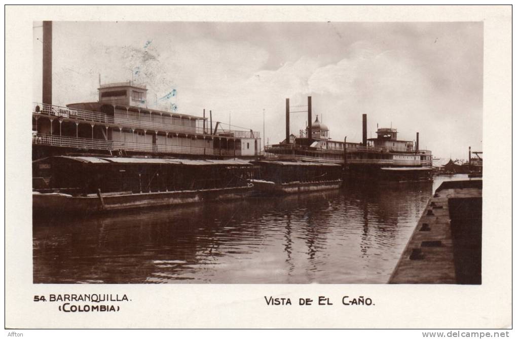 Barranquilla Columbia El Cano Steamers Ships Old Postcard Used - Colombia