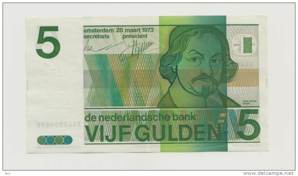 Netherlands 5 Gulden 1973 XF++ CRISP Pre-Euro Banknote P 95 - 5 Gulden