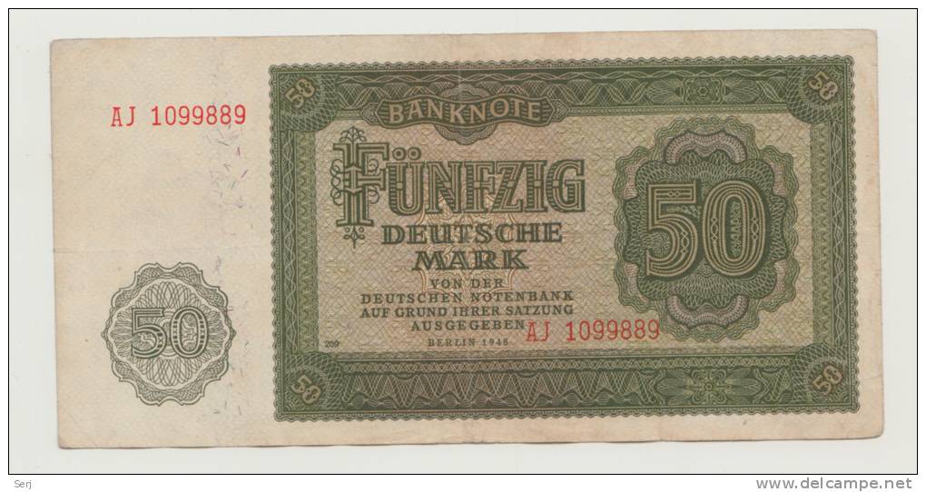 Germany Democratic Rep. 50 Mark 1948 VF++ P 14b 14 B - 50 Mark