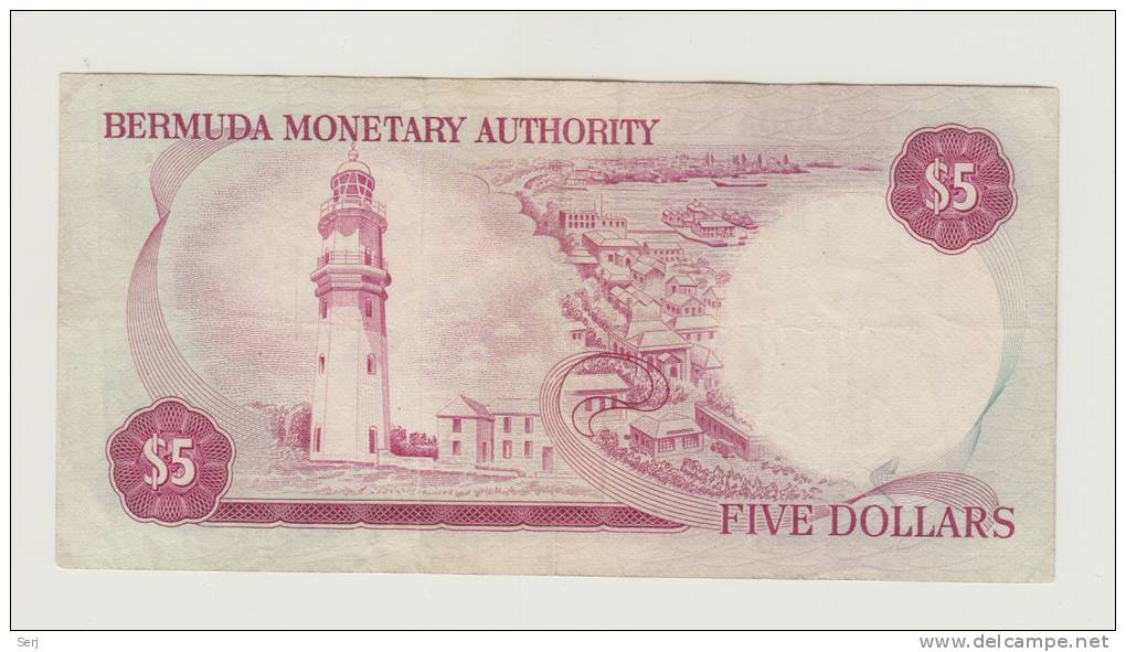 Bermuda 5 Dollars 1978 VF+ Banknote P 29a  29 A - Bermudas