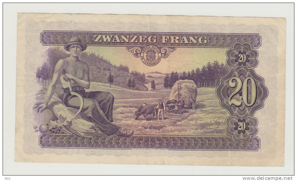 Luxembourg 20 Francs 1943 VF++ Crispy Banknote P 42 - Luxembourg