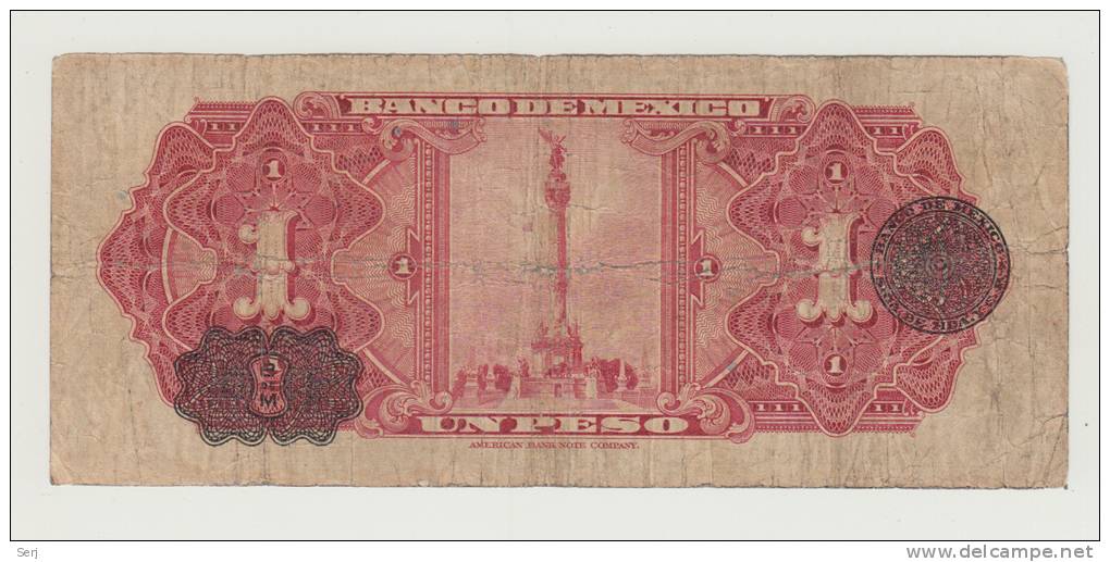 MEXICO 1 PESO (1936) 1943 ""F"" P 28d  28d - Mexique