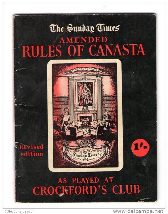 Livret De 24 Pages , The Sunday Times Amended Rules Of Canasta As Played At Crockford´s Club , Frais Fr : 2.60€ - Otros & Sin Clasificación