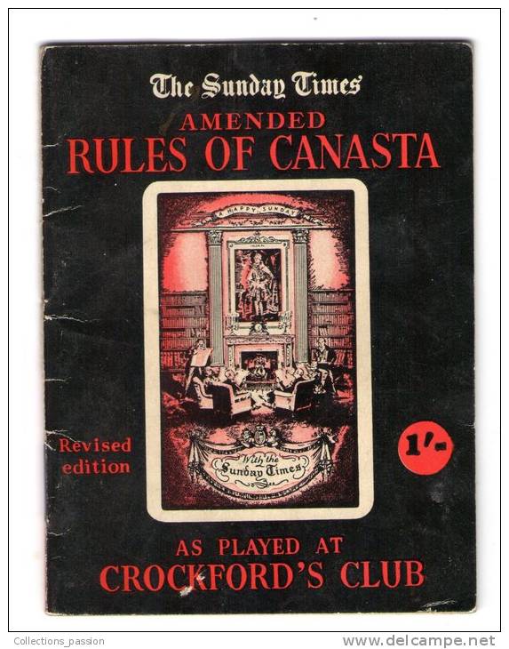 Livret De 24 Pages , The Sunday Times Amended Rules Of Canasta As Played At Crockford´s Club , Frais Fr : 2.60€ - Autres & Non Classés