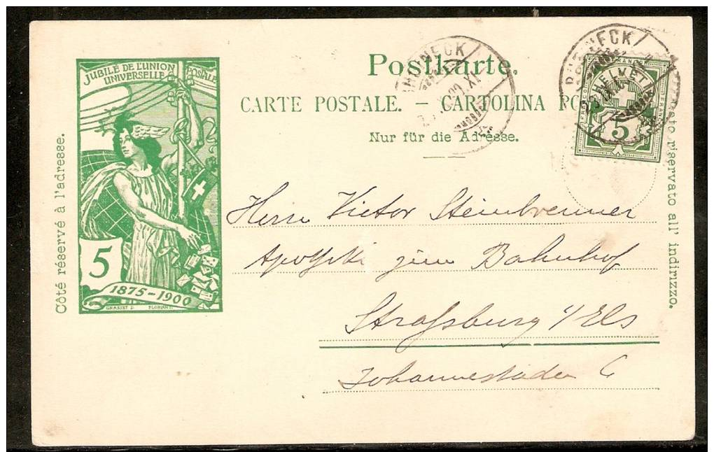 Suisse N° 66 Sur Carte Postale De 1900 TB - Lettres & Documents