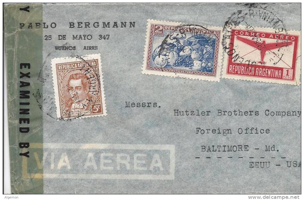 4398 -  Lettre De Buenos Aires Pour Baltimore 1920 Avec Censure - Sonstige & Ohne Zuordnung