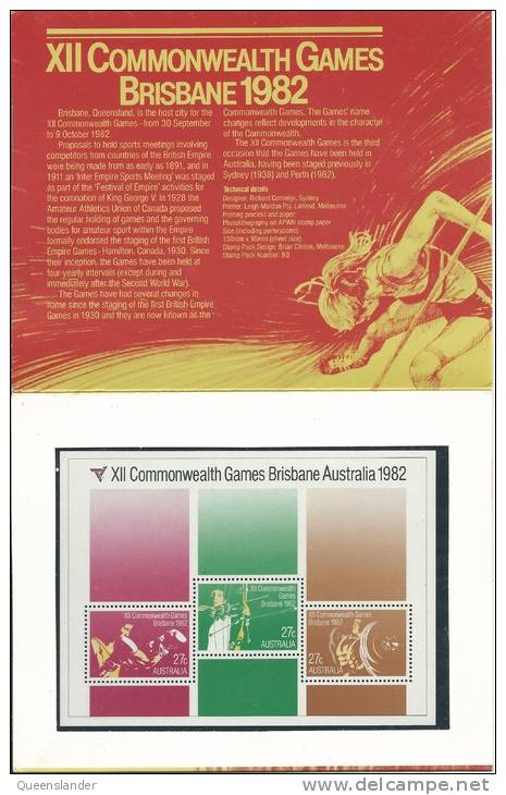 1982  X11 Commonwealth Games Brisbane Australia Mini Sheet  Fully Unopened Mint Pack - Presentation Packs