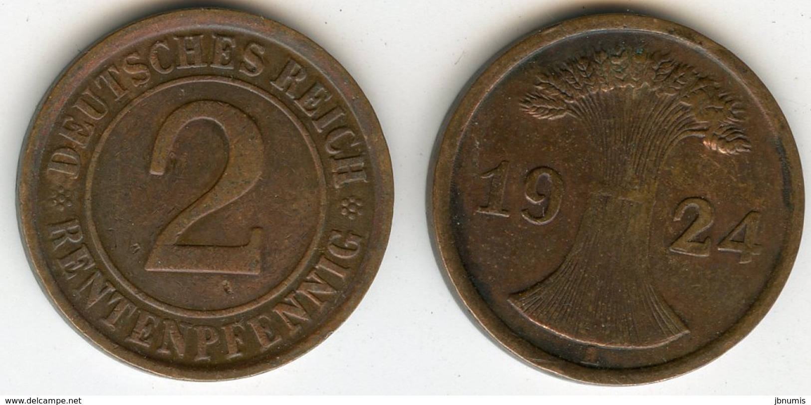 Allemagne Germany 2 Rentenpfennig 1924 A J 307 KM 31 - 2 Rentenpfennig & 2 Reichspfennig