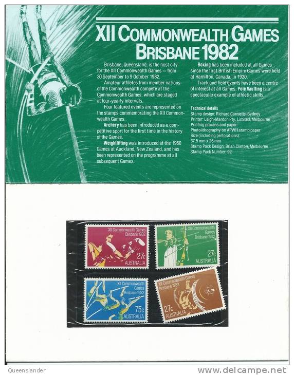1982  X11 Commonwealth Games Brisbane Australia Set Of 4 In Fully Unopened Mint Pack - Presentation Packs