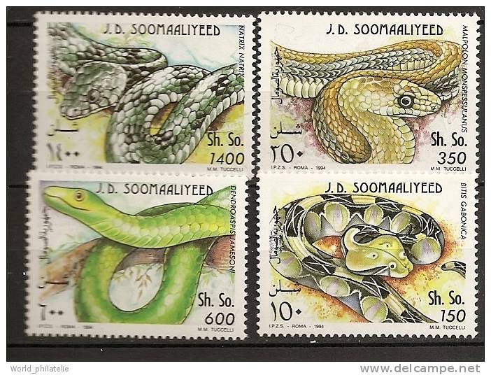 Somalie Soomaaliya 1994 N° 466 / 9 ** Serpents, Bitis Bagonica, Malpolon Monspessulanus, Dendroaspis Jamesoni, Natrix - Somalia (1960-...)