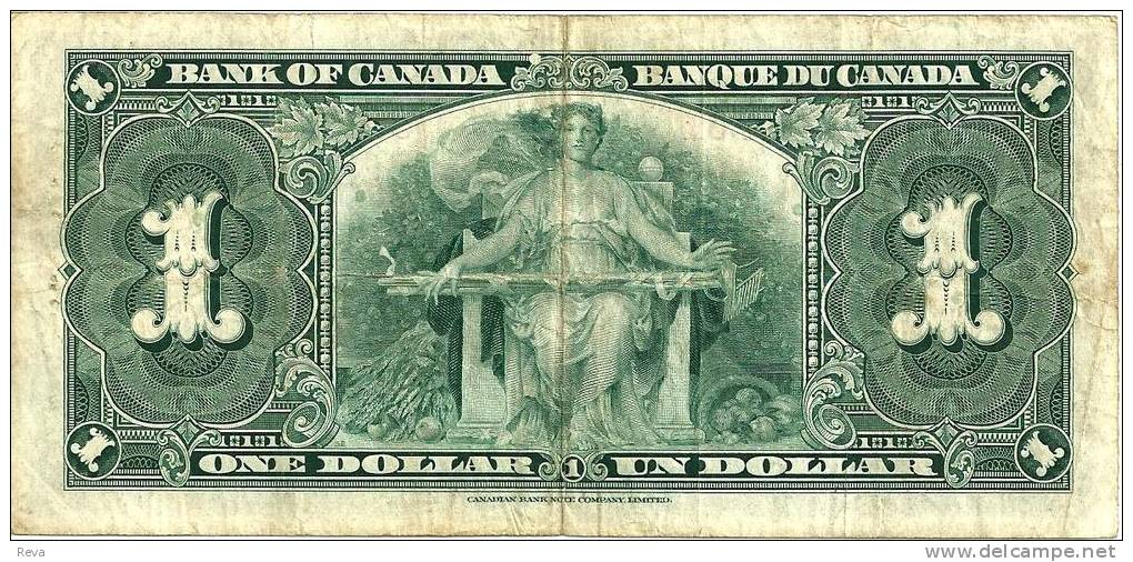 CANADA $1 DOLLAR KGVI HEAD FRONT WOMAN BACK DATED 2-1-1937 P58e SIGN. COYNE-TOWERS VF READ DESCRIPTION - Kanada