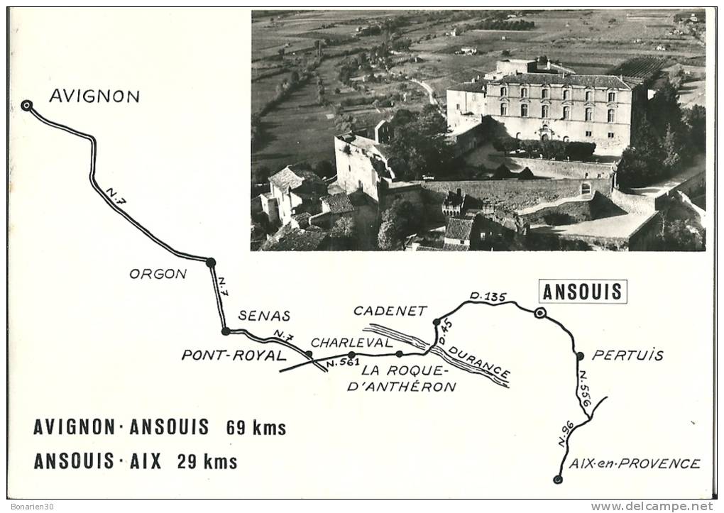 CPSM 84 ANSOUIS Vue Aérienne  Itinéraire  NATIONALE 7 - Ansouis