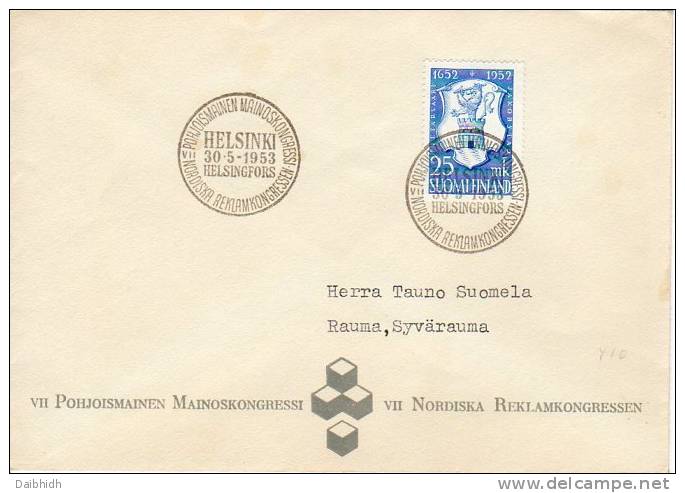 FINLAND 1953 Helsinki Commemorative Postmark "Pohjoismainen Mainoskongressi". - Covers & Documents