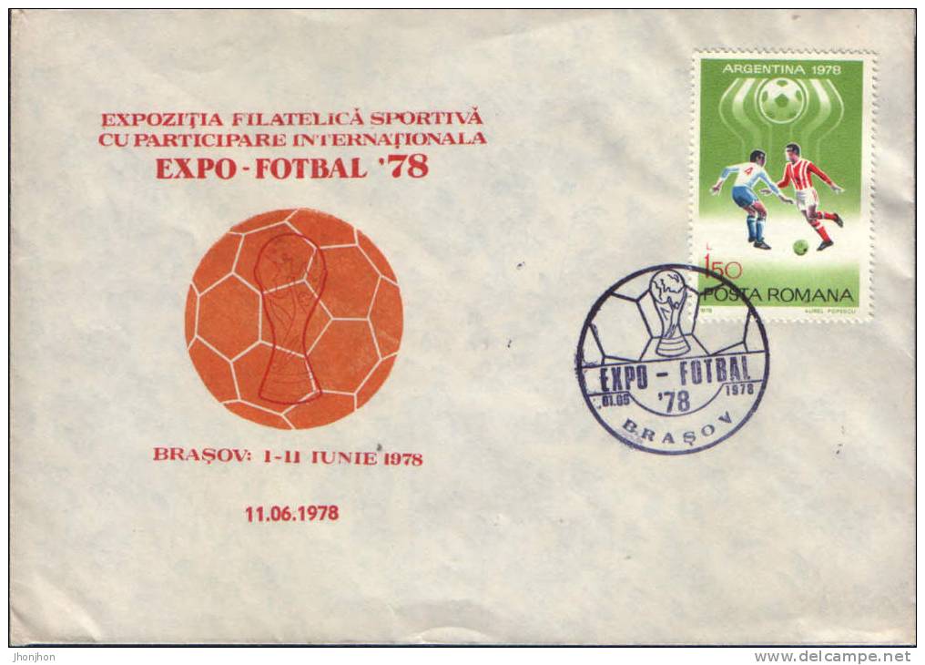 Romania-Envelope Occasionally 1978- Brasov-Expo-Fotbal - 1978 – Argentine
