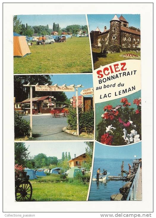 Cp, 74, Sciez, Bonnatrait Et Le Lac Léman, Multi-Vues, Voyagée 1983 - Sciez