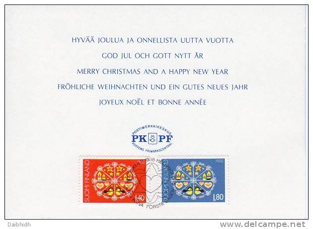 FINLAND 1988 Christmas On FD Card.  Michel 1066-67 - FDC