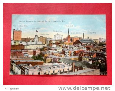 - Kentucky > > Louisville Birds Eye Thru Heart Of City  Ca 1910- ---ref 600 - Louisville