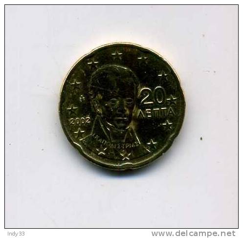 - EURO GRECE . 20 C. 2002 . - Griekenland