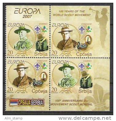 Serbien  2007 Mi. 196-7 Do  DU E ** MNH  Booklet Stamp . Europa: Pfadfinder. - 2007