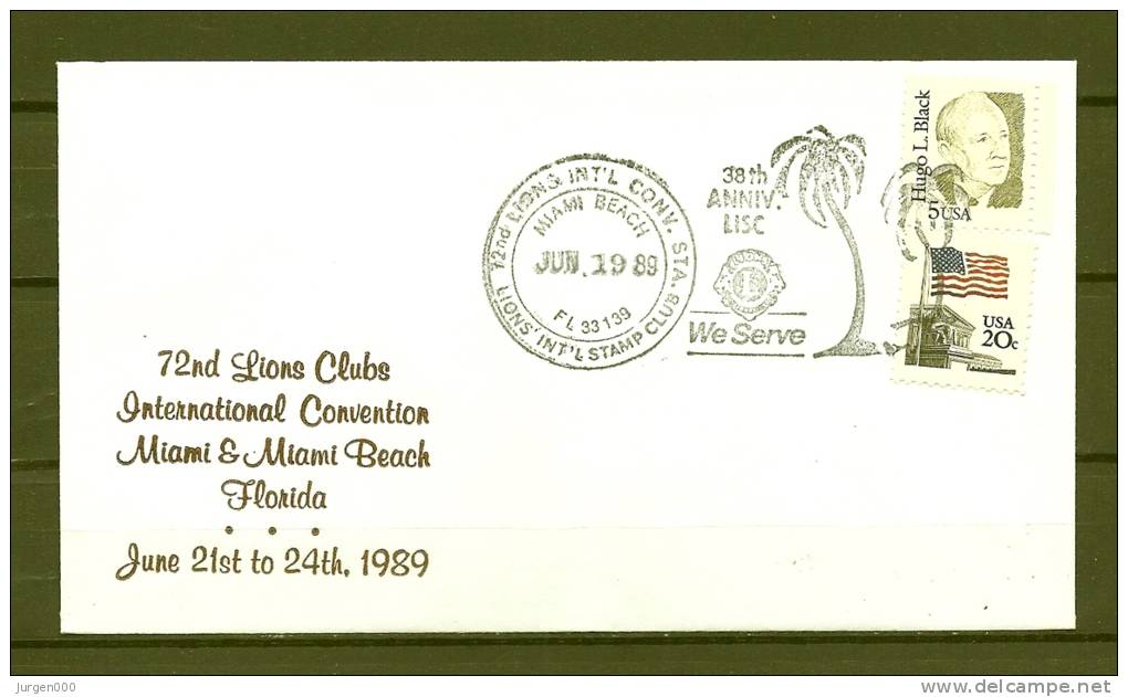 Lions Club, USA, 19/06/1989, 72nd Lions International Stamp Club ,  MIAMI BEACH (GA2824) - Rotary, Lions Club