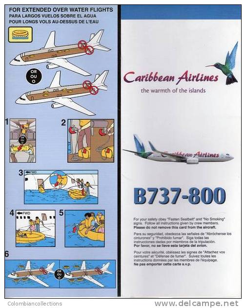 Lote TSA40, Trinidad Y Tobago, Caribbean Airlines, B737-800, Tarjeta De Seguridad, Safety Card - Veiligheidskaarten